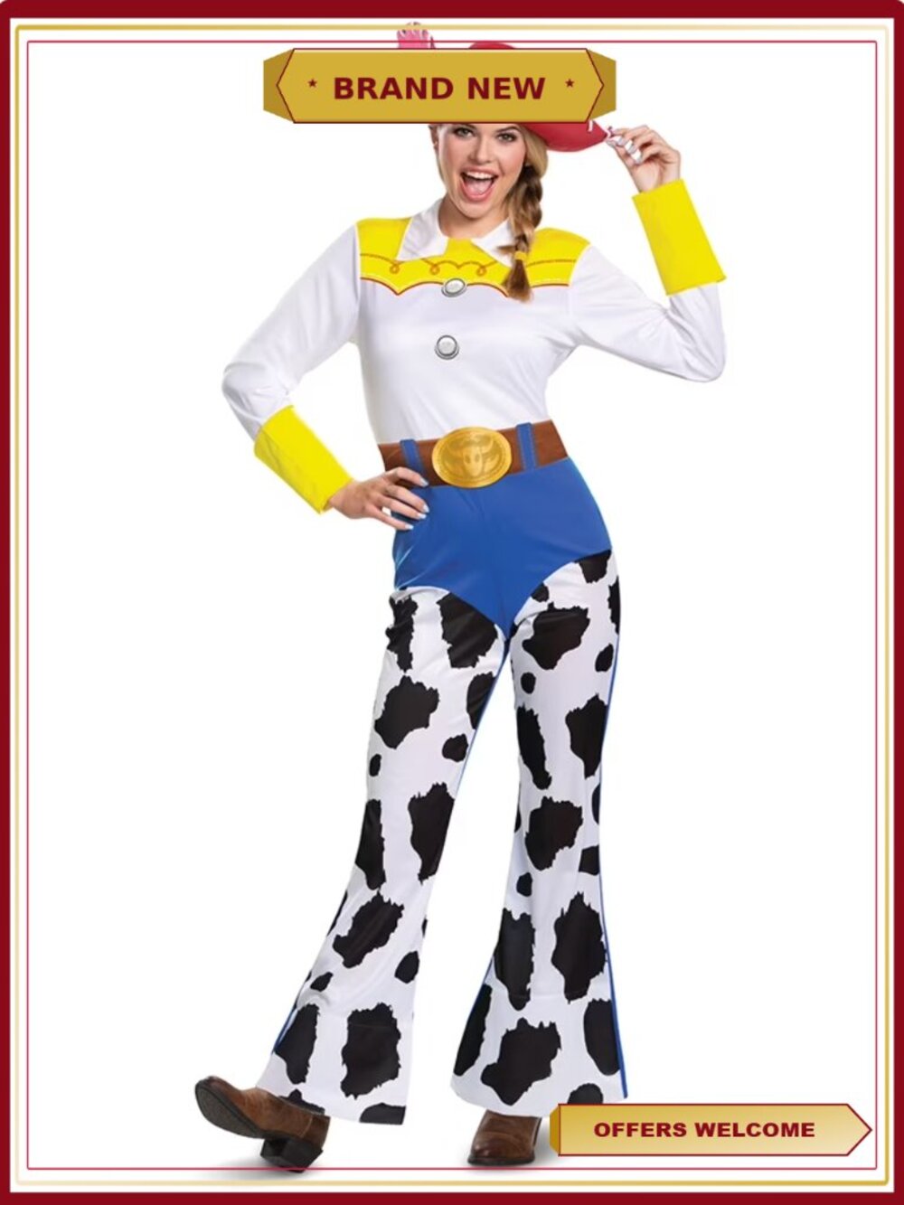Disney Toy Story Jessie Adult Halloween Costume Jumpsuit with Hat
